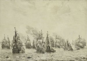 リボルノまたはレグホーンの戦い、1659年〜99年頃（パネルにペン画）